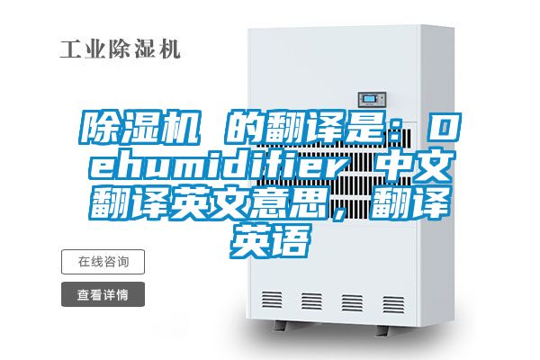 芭乐APP下载官网入口新版 的翻译是：Dehumidifier 中文翻译英文意思，翻译英语